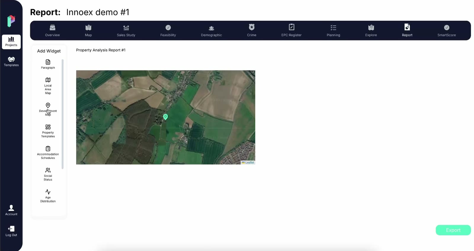 Report builder with widgets for maps, schedules and local context